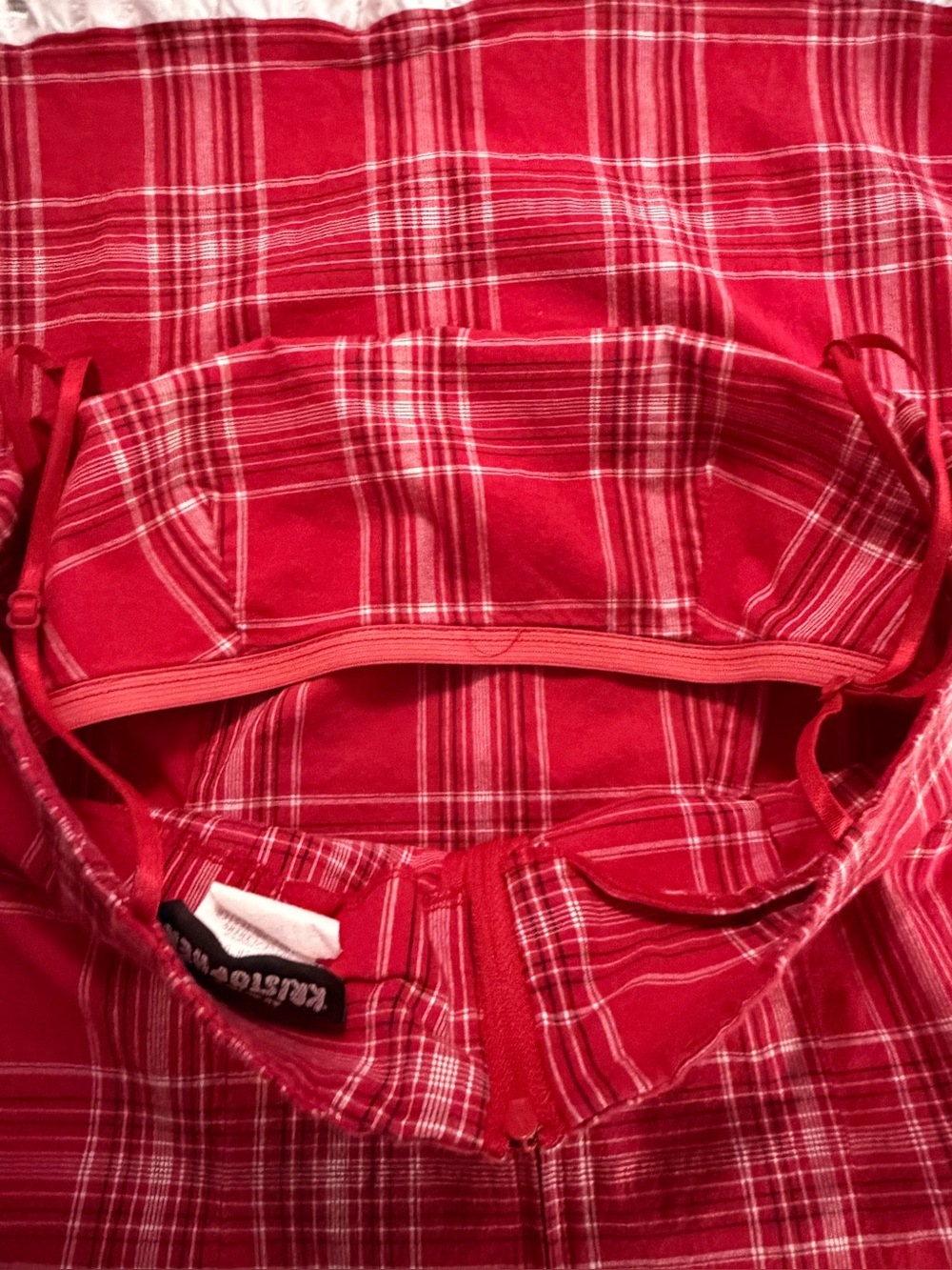 Y2K Jodi Kristopher Red Plaid Lace Trim Babydoll Slip Dress Sz 9/10 4th of July - Picture 8 of 13